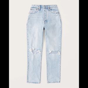 Abercrombie and Fitch curve love The Dad High Rise Jean. Light wash.